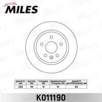 MILES K011190 Диск тормозной CHEVROLET CRUZE/OPEL ASTRA J R15 09- задний D=268ММ (10702070/080519/0080313