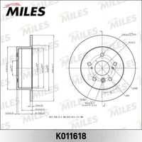 MILES K011618 Диск тормозной TOYOTA CAMRY V40 06-11 задний