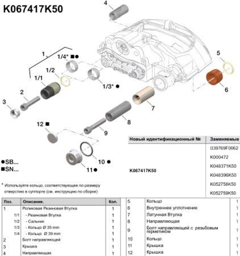 KNORRBREMSE K067417K50 Ремкомплект, тормозной суппорт