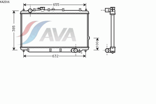 AVA KA2016 Радиатор системы охлаждения! KIA Sephia/Shuma 1.5-1.8 16V 95>