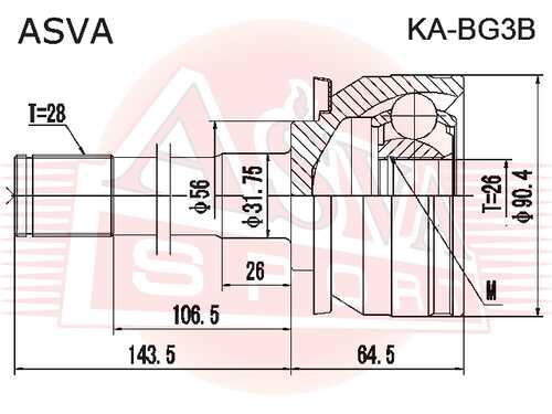 ASVA KA-BG3B ШРУС наружный 26x56x28 (10013160/171019/0427148/10, китай)