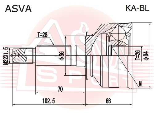 ASVA KA-BL ШРУС наружный 26x56x28