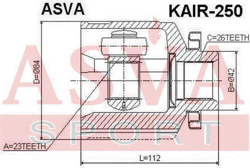 ASVA KAIR250 ШРУС внутренний правый 23X42X26