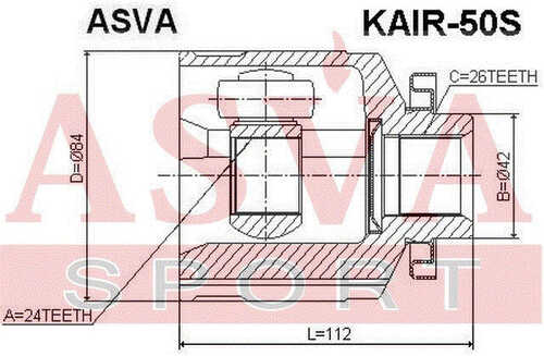 ASVA KAIR50S ШРУС внутренний правый 24x42x26 (10013160/250520/0259962/10, китай)