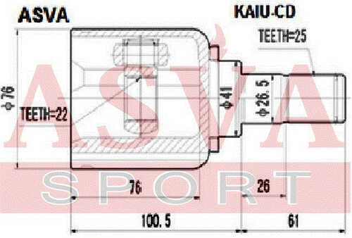 ASVA KAIU-CD Шарнирный комплект, приводной вал