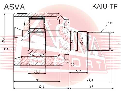 ASVA KAIU-TF ШРУС внутренний 25X40X27 (10013160/100320/0120626/11, китай)