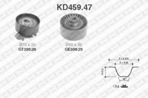 NTNSNR KD45947 Рем. комплект ГРМ! Peugeot 1007/206/307/Partner, Citroen C2/C3/C4 1.6 16V 00>