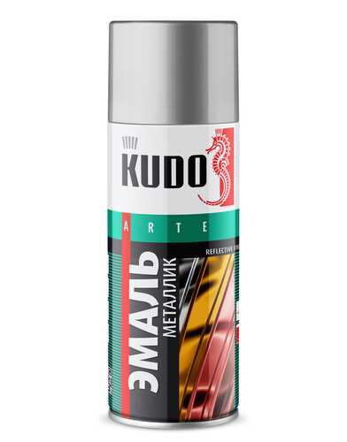 KUDO KU-1027 Эмаль! металлик, универсальная, хром, аэрозоль 520 мл