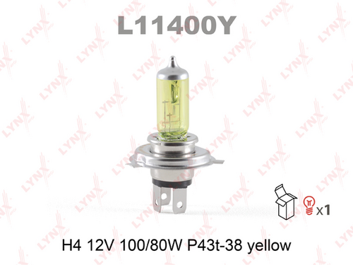 LYNX L11400Y H4U 12V100/80W PUT43T-38 YELLOW лампа auto