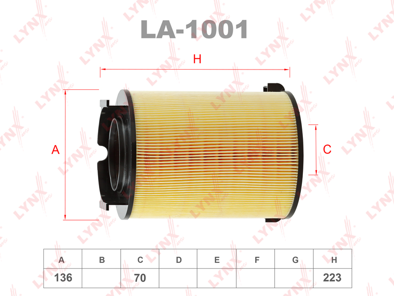 LYNX LA-1001 Фильтр воздушный! Audi A3, VW Touran 1.6i/2.0FSi 03>/Golf 1.6i/2.0FSi/2.0SDi 04>