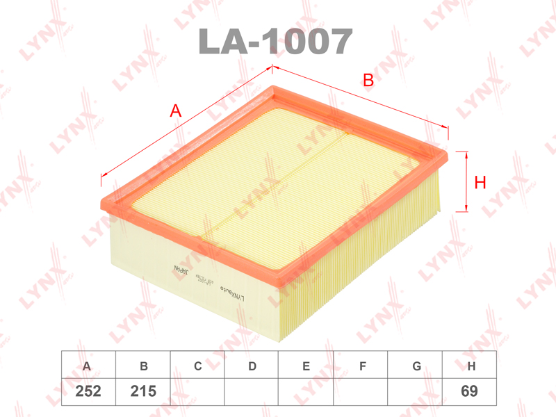 LYNX LA1007 Фильтр воздушный AUDI A4 97-01/A6 97-05, SKODA Superb 02-08, VW Passat 98-05 (ALL 2.5TD)