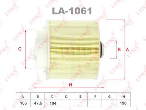 LYNX LA-1061 Фильтр воздушный! 190x165 Audi A6/A6 Avant/Allroad 2.4/2.8/3.0/3.2/4.2/2.7TDi/3.0TDi 04-11