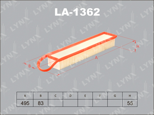 LYNX LA1362 Фильтр воздушный! Citroen C3 1.4/1.6 09>/C4 1.6 08>, Peugeot 308 1.4/1.6 07>