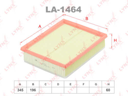 LYNX LA-1464 Фильтр воздушный RENAULT Laguna III 1.5D-2.0D 07-15 / Latitude 1.5D 10>