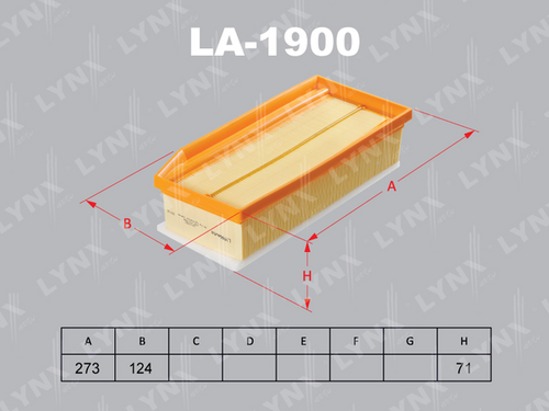 LYNX LA1900 Фильтр воздушный! Renault Duster 1.5DCI 13>