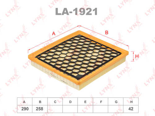 LYNX LA-1921 Фильтр воздушный! Opel Insignia 1.6/1.8/2.0/2.8 4x4/2.0CDTi 08>