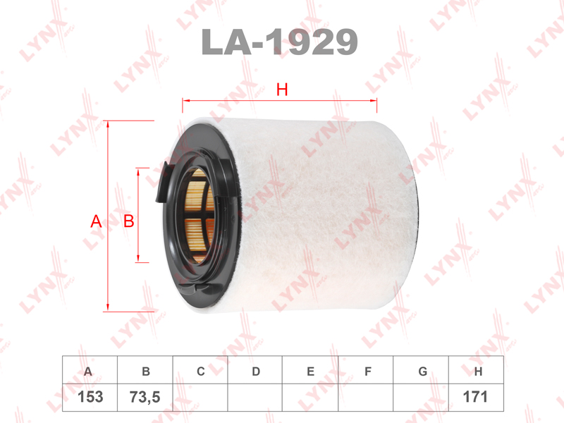 LYNX LA-1929 Фильтр воздушный! Audi A1, Seat Ibiza, VW Polo 1.2-1.4TSi/TFSi/1.2-2.0TDi 09>