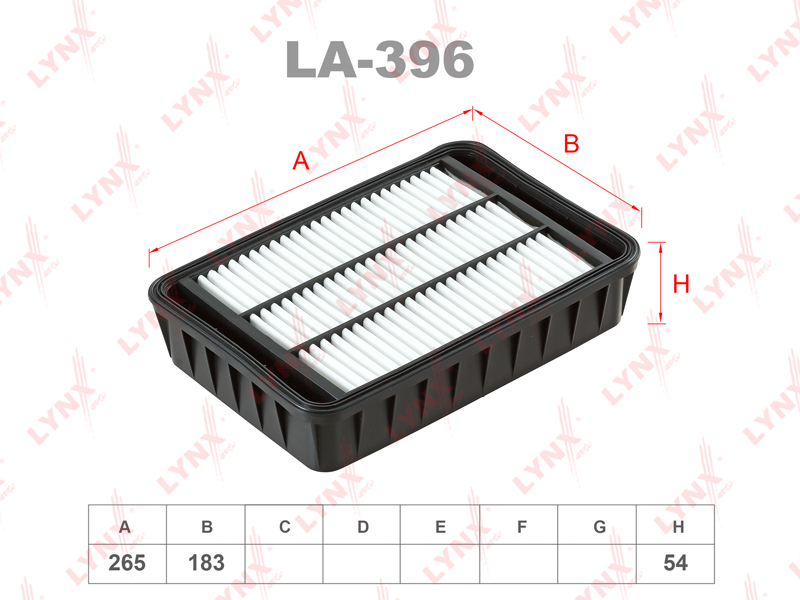 LYNX LA-396 Фильтр воздушный! Mitsubishi ASX 10>/Lancer X 07>/Outlander XL 07-12, Peugeot 4007 07>