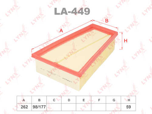 LYNX LA-449 Фильтр воздушный MB A160-250 (W176) 12> / B160-250 (W246) 11> CLA180-250 (C117) 13> GLA180-250