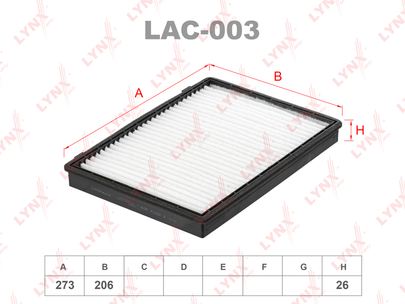 LYNX LAC003 Фильтр салона! Chevrolet Captiva 2.4/Captiva 3.2 07>