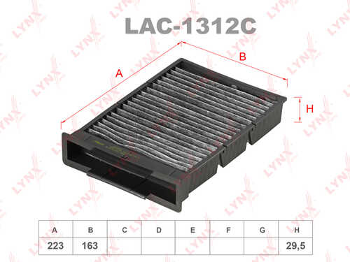 LYNX LAC-1312C Фильтр салонный угольный CITROEN C1 05>, PEUGEOT 107, TOYOTA Aygo