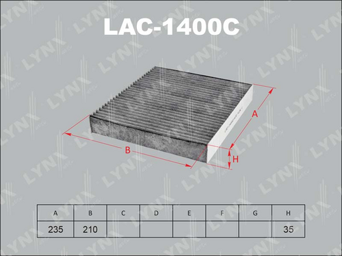 LYNX LAC-1400C Фильтр, воздух во внутренном пространстве
