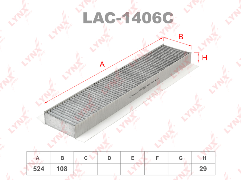 LYNX LAC-1406C Фильтр салонный угольный FORD Mondeo III 00>, JAGUAR X-Type 01>