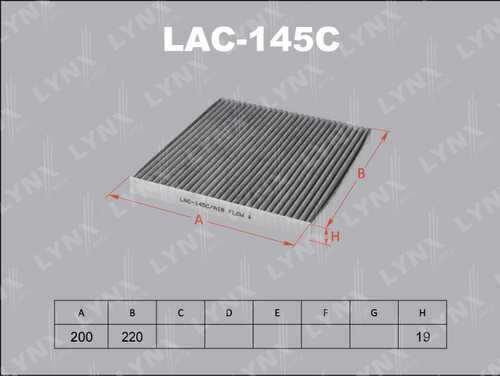 LYNX LAC145C Фильтр салона! угольный Toyota Yaris Verso/RAV4, Subaru Legacy 01>