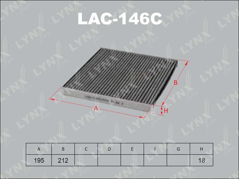 LYNX LAC-146C Фильтр, воздух во внутренном пространстве фильтр активированного угля SUBARU, TOYOTA ECH