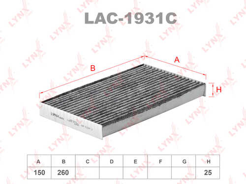 LYNX LAC1931C Фильтр салона! угольный Nissan Cube 1.5DCi/1.6i 10>