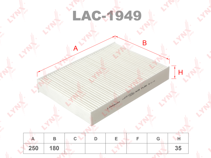 LYNX LAC1949 Фильтр салона! Nissan Qashqai 1.5DCI 14>