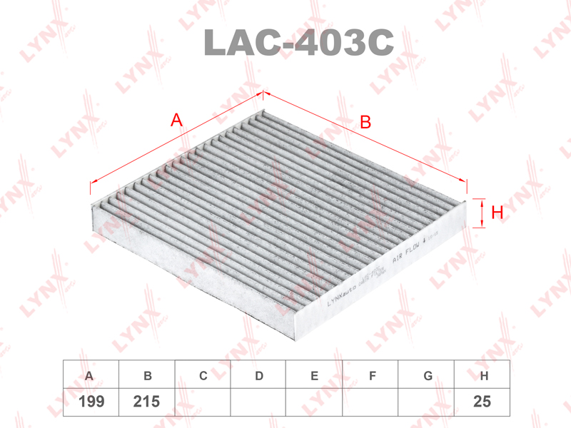 LYNX LAC403C Фильтр салона! угольный Mazda 03>/6 all models 02>