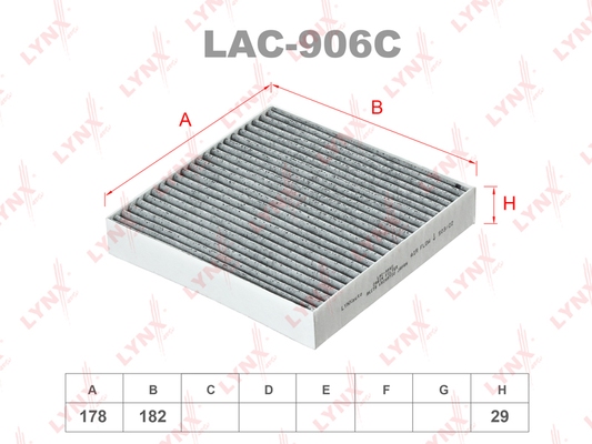 LYNX LAC906C Фильтр салонный угольный SUZUKI Swift 05> / SX4 06>