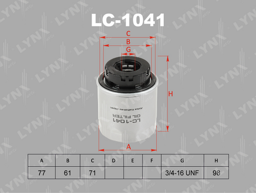 LYNX LC-1041 Масляный фильтр