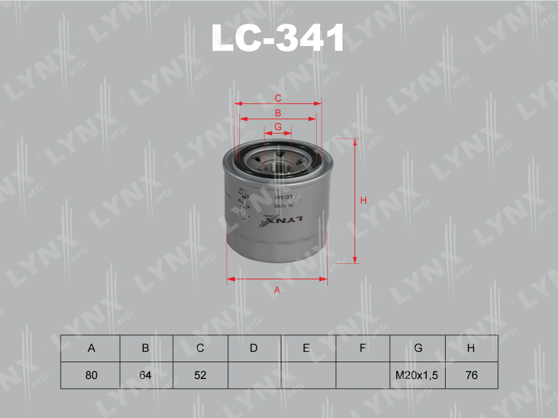 LYNX LC-341 Фильтр масляный! Nissan Vanette 2.2 94-03/2.0T 03>;Масляный фильтр
