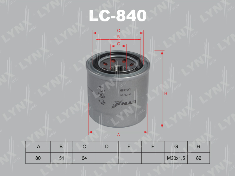 LYNX LC840 Фильтр масляный! Opel Vectra 1.5D/1.7D 88>, Honda Accord 2.0i 90>;Масляный фильтр