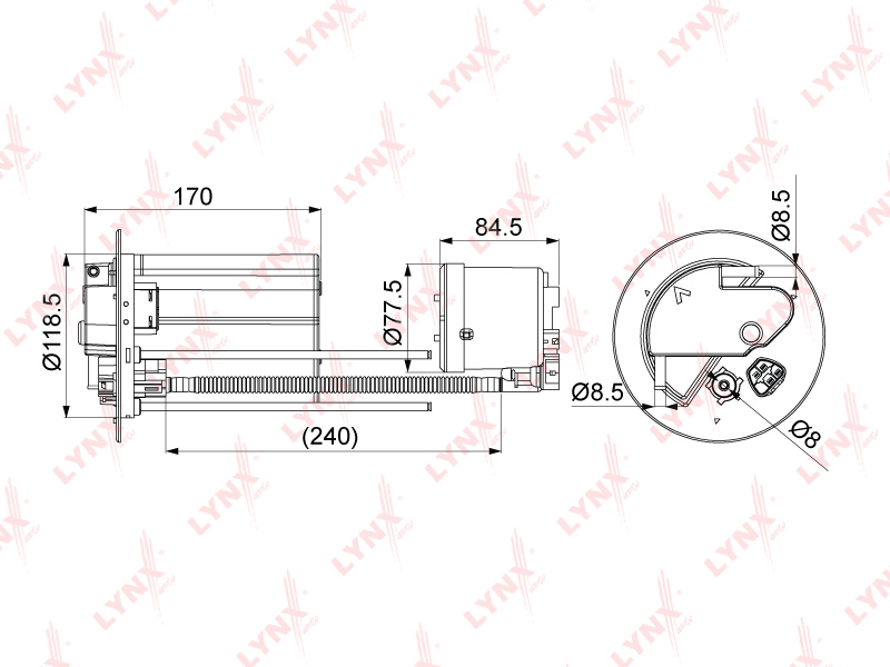 LYNX LF1075M Фильтр топливный погружной TOYOTA Yaris (P90) 1.0-1.8 05-08 / Ractis 1.3-1.5 Vios 1.0-1.3 07-08