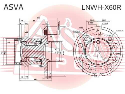ASVA LNWH-X60R Ступица задняя (10013160/281019/0445351/7, китай)