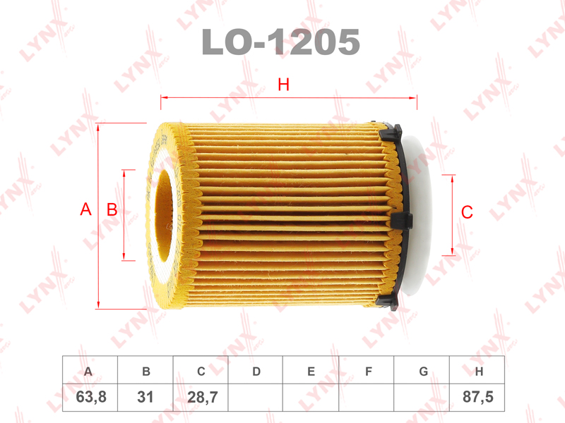 LYNX LO-1205 Фильтр масляный! MB W176/W246/W212 2.0i 11>