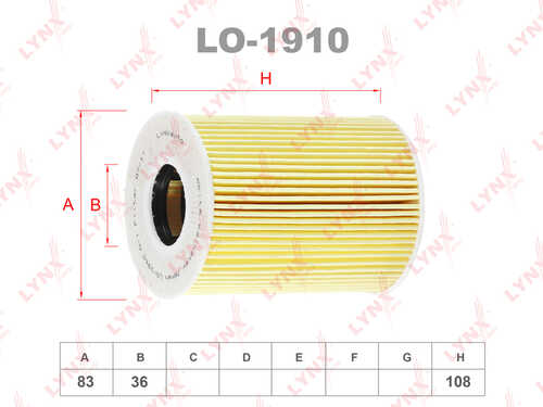 LYNX LO-1910 Фильтр масляный PORSCHE Cayenne I-II 3.6-4.8 07> / Macan 3.0-3.6 14> Panamera 3.0-4.8 09> 9