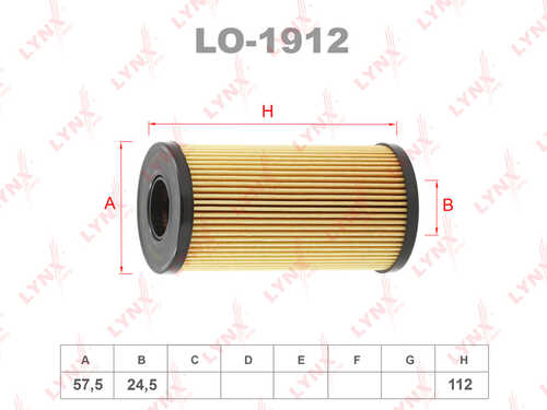 LYNX LO1912 Фильтр масляный MB C180D-200D (W205) 14>, NISSAN Qashqai (J10) 1.6D 07> / X-Trail (T31) 06>, O