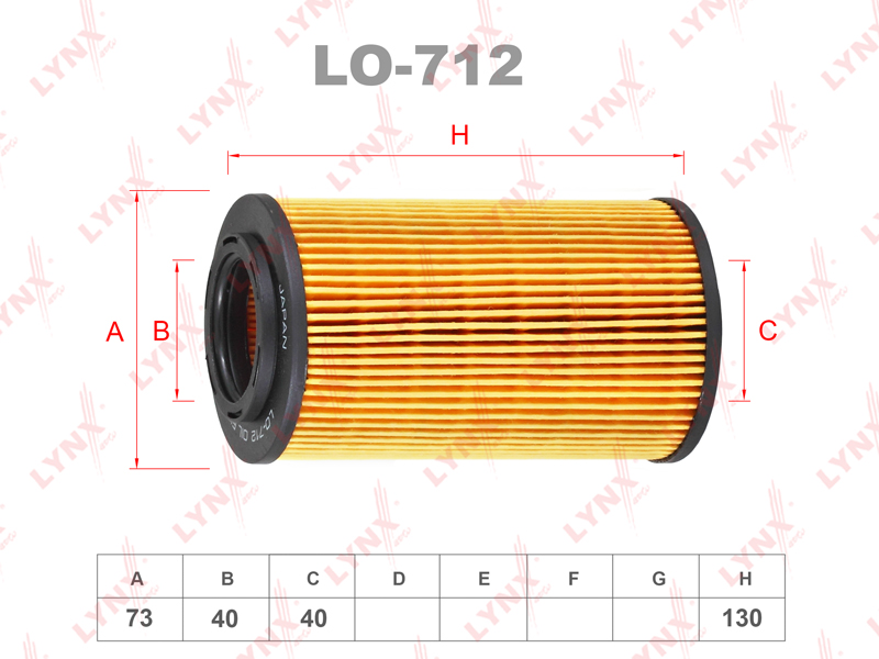 LYNX LO-712 Фильтр масляный HYUNDAI Sonata (NF) 3.3 05> / Grandeur, KIA Sorento 06> Opirus 3.8