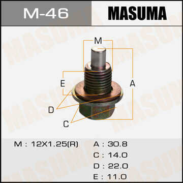 MASUMA M46 Пробка масляного поддона! Nissan Pathfinder 95-04;Болт маслосливный