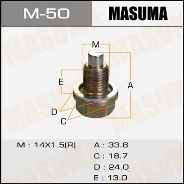 MASUMA M50 Пробка сливная! с магнитом 14x1.5 Mazda;Болт маслосливной с магнитом