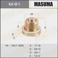 MASUMA M81 Пробка поддона! M16x1,5mm Peugeot 306/405/406, Renault R19/Clio/Laguna/Megane