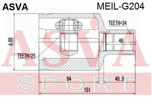 ASVA MEIL-G204 ШРУС внутр L 25X38X34