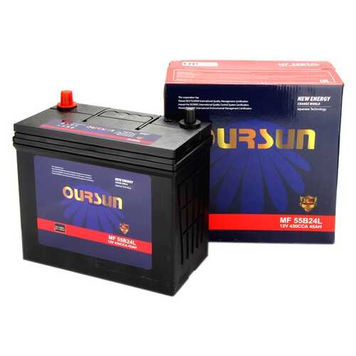 OURSUN MF55B24L Аккумулятор 12 V 45Ah 430А 128х237х221 обр. (-/+) тонкие кл.