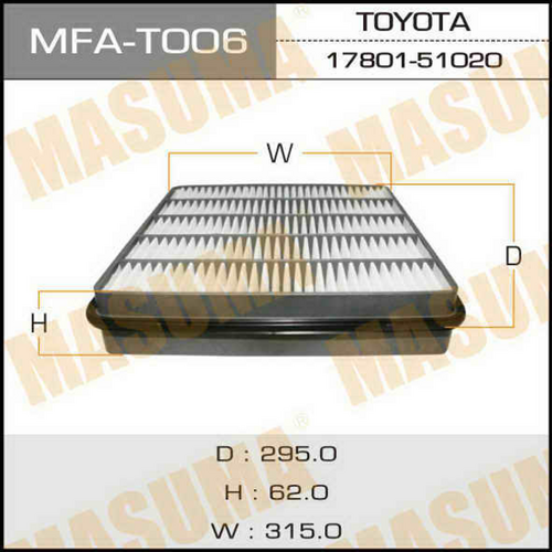 MASUMA MFAT006 Фильтр воздушный! Toyota Land Cruiser 4.5 TD 08>;Воздушный фильтр A-1515 TOYOTA/ LAND CRUISER/ VDJ200 07- (1/20)