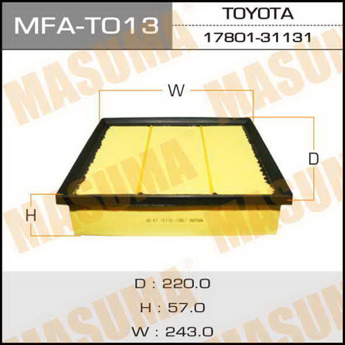 MASUMA MFAT013 Фильтр воздушный! Lexus RX270/350/450H 08>;Воздушный фильтр A-1033 TOYOTA/ CAMRY/ GSV50L/ MMC L200 2015- (1/20)