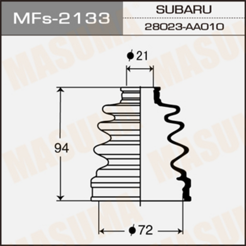 MASUMA MFS2133 Пыльник ШРУСа внутреннего! Isuzu, Mazda, Mitsubishi Colt 02>